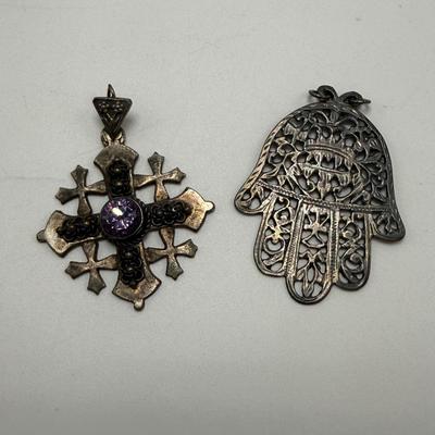 Jerusalem Cross with Hamsa Pendants & More, incl. 925 (K-HS)