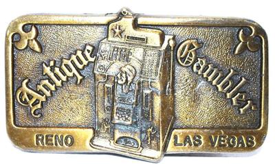 "Antique Gambler" Reno & Las Vegas Belt Buckle 3¾" x 2"