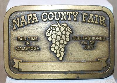 Rectangle Belt Buckle "NAPA COUNTY FAIR - Fair Time in Calistoga -Old Fashioned 4th of July" (3" x 2" )