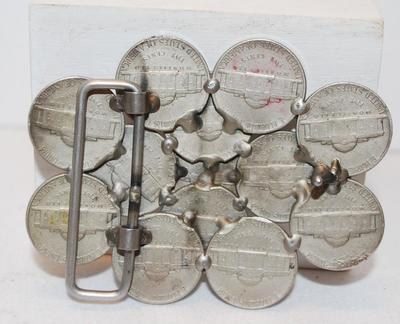 Jefferson Nickels Very Unique Belt Buckle-13 Nickels 3 1/2" x 2 3/4"