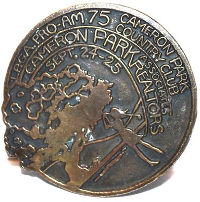 "LPGA Pro Am 75 Cameron Park Realtors" Belt Buckle Round 2¾" Diam.