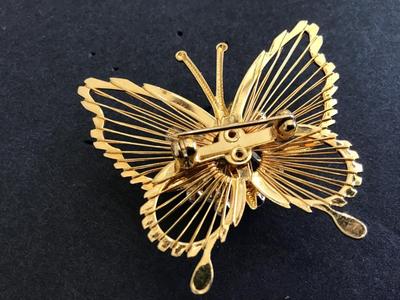 Faux Pearl Butterfly Brooch