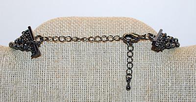 All BLACK Beaded & Chains NECKLACE with Assorted Size Beads on 6 Strands of Prisms, Globes and Loops 28" L