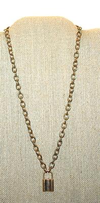 Gold Colored "PADLOCK" NECKLACE with Large Link Gold Tone Necklace Chain 20" L