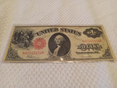 Sale Photo Thumbnail #11: See pics. Yellow description tag was on the note when we got it. Note is in a plastic sleeve.