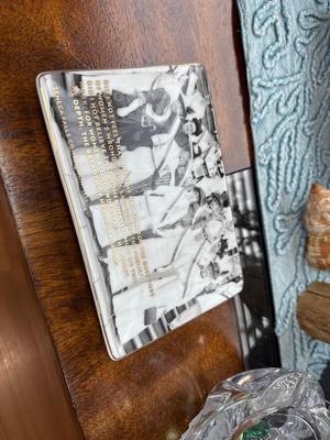 Sale Photo Thumbnail #31: Decorative items including Clay Works by Blue Sky, ashtray, paper weights and coasters