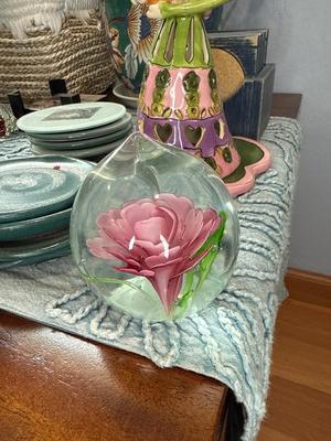 Sale Photo Thumbnail #29: Decorative items including Clay Works by Blue Sky, ashtray, paper weights and coasters