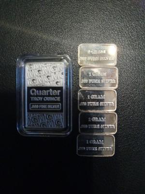 1/4 troy oz and 5 grams silver