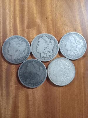 1900 O,, 1890 O, 1888 O, 1921 D 1883 O Morgans
