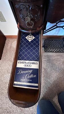 NICE EARLY 1900’s MINNESOTA TREADLE SEWING MACHINE WITH ACCESSORIES, NOTIONS AND ORIGINAL PAPERWORK