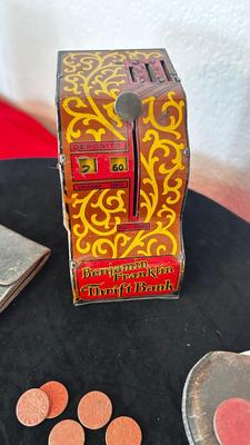 DEPRESSION ERA CO SALES TAX TOKENS, BANK WALLETS AND MARX METAL THRIFT BANK