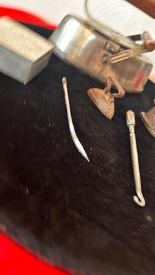 ANTIQUE IRON, GUNNY SACK NEEDLES, TOY IRON, OIL CAN AND MORE