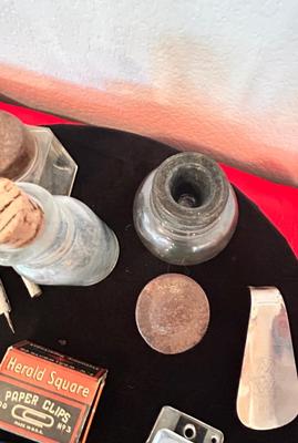 OLD INKWELLS AND VINTAGE OFFICE SUPPLIES
