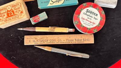 OLD INKWELLS AND VINTAGE OFFICE SUPPLIES