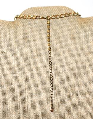 Cluster of Pink, Gold & Silver Colored Metal and Acrylic Disks NECKLACE on Gold Tone Necklace Chain and Lobster Clasp 15" L