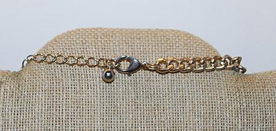 Row of 7 Black & Gold Colored HALF CIRCLES NECKLACE with Solid Link Gold Tone Chain and Lobster Clasp