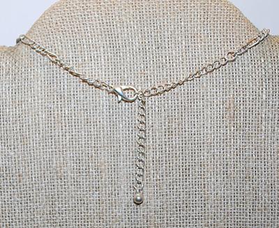 Black Beveled Beaded FLOWER NECKLACE with Silver Tone Edges on a Silver Tone Necklace Chain and Lobster Clasp 17" L