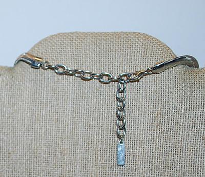 Marked "SUGARFIX" Bright Silver Tone Snakeskin Style NECKLACE with Lobster Clasp 13" L
