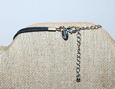 Marked "lia sophia" NECKLACE with Iridescent Style Oval Acrylic Disks + Silver Tone Barrel Accents and Cord Chain and Lobster...