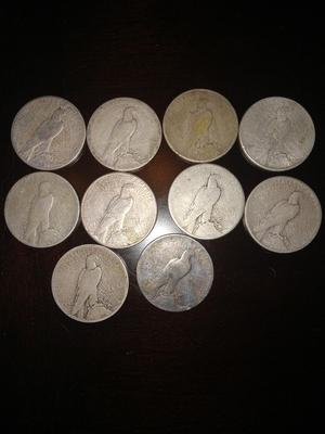 10 various dates peace dollars