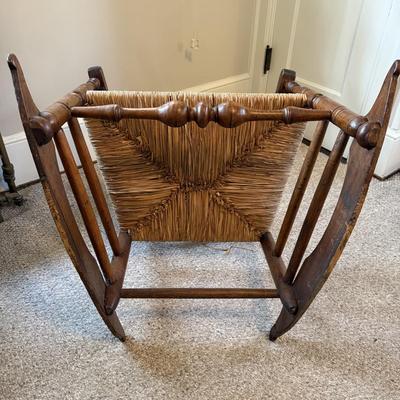Ladder Back Rocking Chair With Rush Woven Seat (B1-BM)