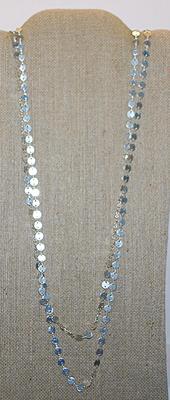Very Long WRAP-AROUND Silver Colored DISKS NECKLACE 64" L