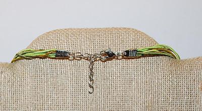 "Starfish" Glass Flowered REVERSIBLE PENDANT/NECKLACE Combo with Lime Green & Gold Cords and Lobster Clasp 16" L