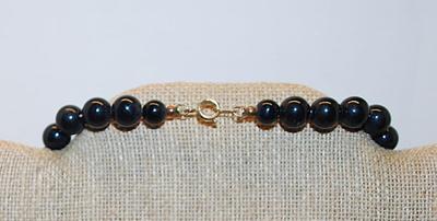 Marbled Gold & Black Colored PRISMS NECKLACE with Black Globes + Faux Pearl Bead Accents and Circle Clasp 28" L