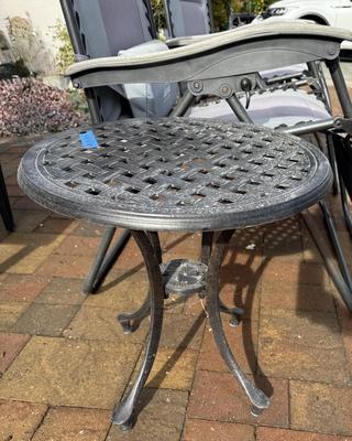 Pair Of Extra Wide Folding Chase lounges And Pair of Side Round Tables