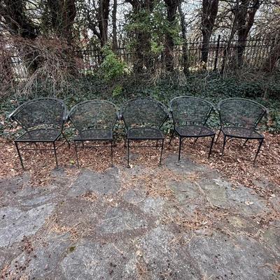 Wrought Iron Table with Five Chairs (Y-BM)
