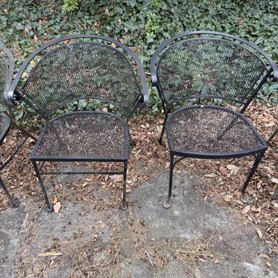 Wrought Iron Table with Five Chairs (Y-BM)