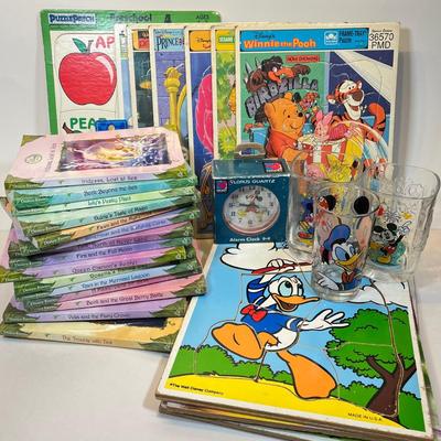 LOT 45: Vintage Disney and More - Puzzles, Books, Glasses