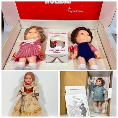 LOT 58: Vintage Dolls - Campbell's Soup Collector's Set, John-John Kennedy Doll and More