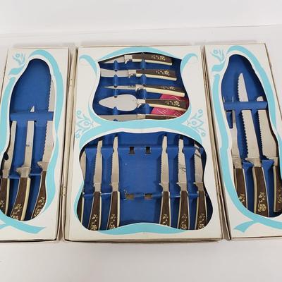 LOT 127: Set of Rosewood Rogers Cutlery & Sheffield English Cutlery with Forschner Knife