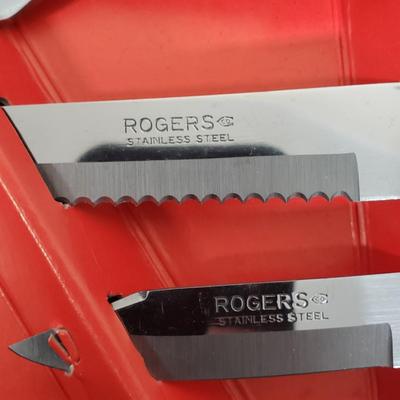 LOT 127: Set of Rosewood Rogers Cutlery & Sheffield English Cutlery with Forschner Knife