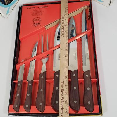 LOT 127: Set of Rosewood Rogers Cutlery & Sheffield English Cutlery with Forschner Knife