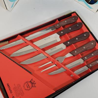 LOT 127: Set of Rosewood Rogers Cutlery & Sheffield English Cutlery with Forschner Knife