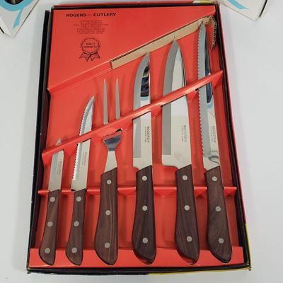 LOT 127: Set of Rosewood Rogers Cutlery & Sheffield English Cutlery with Forschner Knife