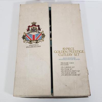 LOT 127: Set of Rosewood Rogers Cutlery & Sheffield English Cutlery with Forschner Knife