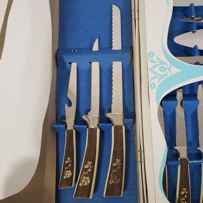 LOT 127: Set of Rosewood Rogers Cutlery & Sheffield English Cutlery with Forschner Knife