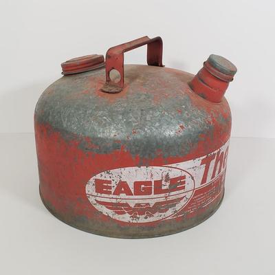 LOT 128: Vintage Coleman Lantern, Eagle Steel Gas Can, Metal Milk Can, Buckeye Aluminum Coffee Pot & Yaktrax Snow Walkers