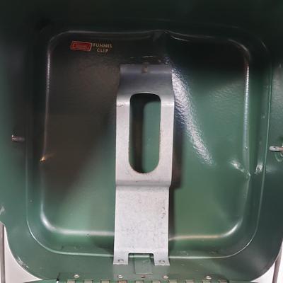 LOT 128: Vintage Coleman Lantern, Eagle Steel Gas Can, Metal Milk Can, Buckeye Aluminum Coffee Pot & Yaktrax Snow Walkers