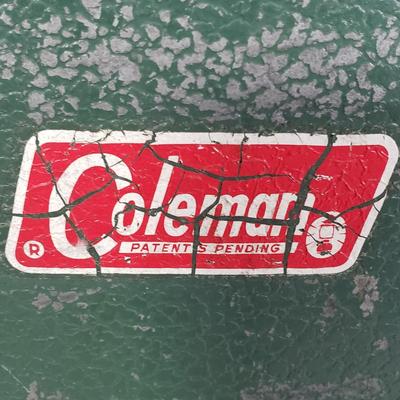 LOT 128: Vintage Coleman Lantern, Eagle Steel Gas Can, Metal Milk Can, Buckeye Aluminum Coffee Pot & Yaktrax Snow Walkers