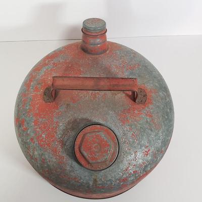 LOT 128: Vintage Coleman Lantern, Eagle Steel Gas Can, Metal Milk Can, Buckeye Aluminum Coffee Pot & Yaktrax Snow Walkers