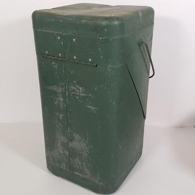 LOT 128: Vintage Coleman Lantern, Eagle Steel Gas Can, Metal Milk Can, Buckeye Aluminum Coffee Pot & Yaktrax Snow Walkers