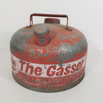 LOT 128: Vintage Coleman Lantern, Eagle Steel Gas Can, Metal Milk Can, Buckeye Aluminum Coffee Pot & Yaktrax Snow Walkers