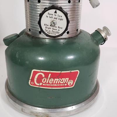 LOT 128: Vintage Coleman Lantern, Eagle Steel Gas Can, Metal Milk Can, Buckeye Aluminum Coffee Pot & Yaktrax Snow Walkers