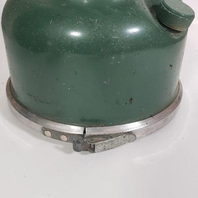 LOT 128: Vintage Coleman Lantern, Eagle Steel Gas Can, Metal Milk Can, Buckeye Aluminum Coffee Pot & Yaktrax Snow Walkers