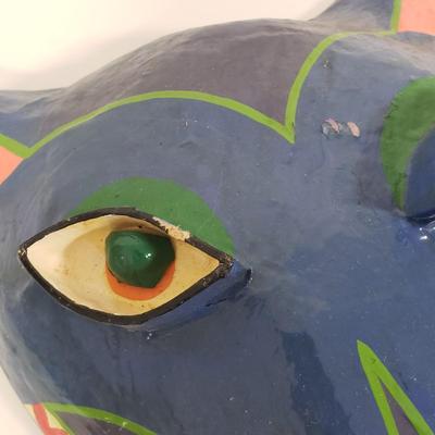 LOT 133: Paper Mache Art Masks Signed Gina Truex with Signed Bowl