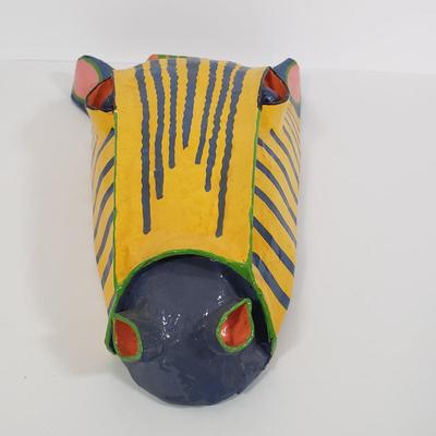 LOT 133: Paper Mache Art Masks Signed Gina Truex with Signed Bowl
